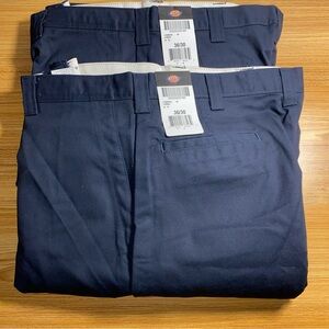 Dickies Men's Lot Of 2 Twill Work Pants 36X30 Double Knee Dark Navy Blue